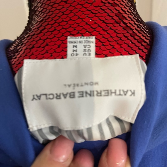 Blue jersey outside and striped satin lined blazer - Picture 4 of 4